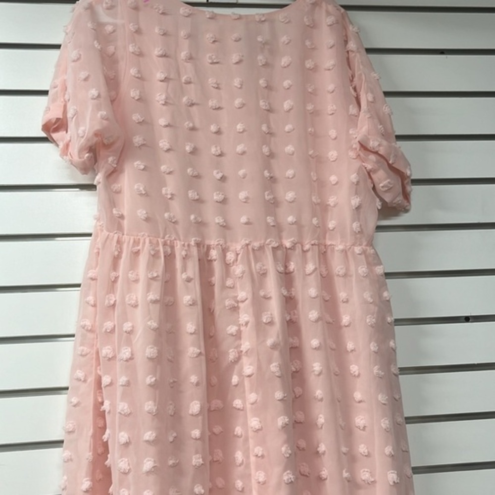 NWT Short Sleeve Swing Mini Beach Sundress A-line V Neck Light Pink Medium - Picture 4 of 5